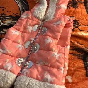 Little Lass Coral Unicorn Vest with Metallic Details